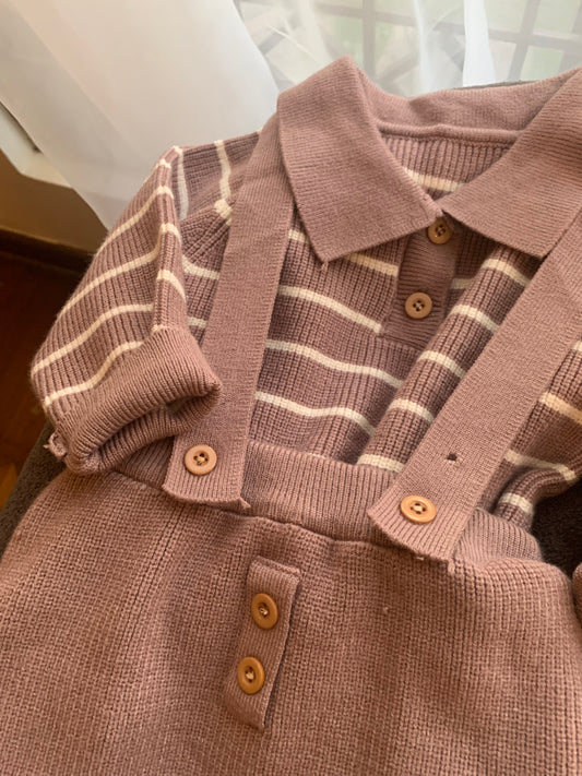 Knitted Dungarees with Cap