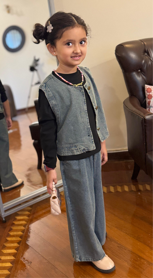 Denim Jacket, Shirt & Pants Set