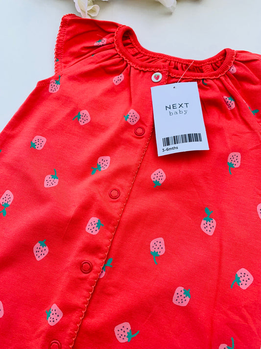 Next Red Strawberry Print Romper