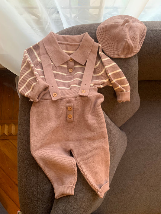 Knitted Dungarees with Cap