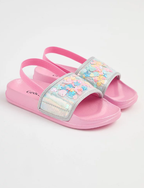 George Pink Shake Sequin Back Strap Slider