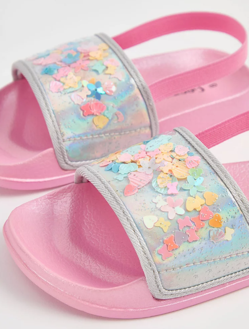 George Pink Shake Sequin Back Strap Slider