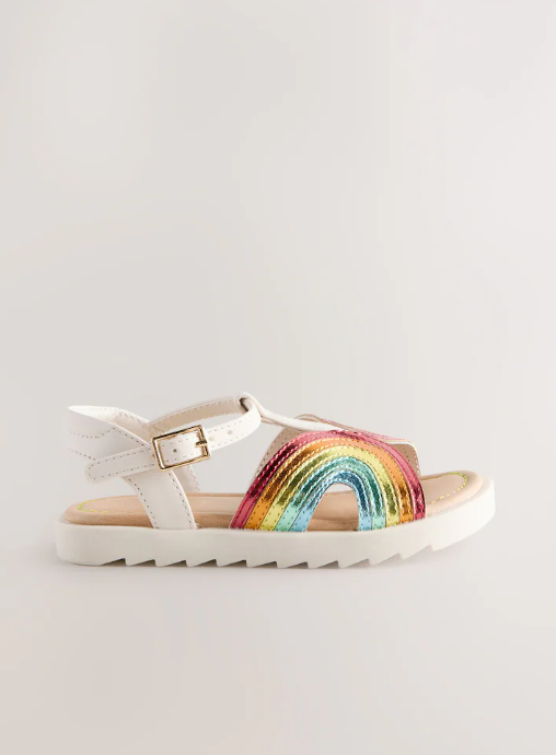 Next Rainbow Metallic T-Bar Sandals