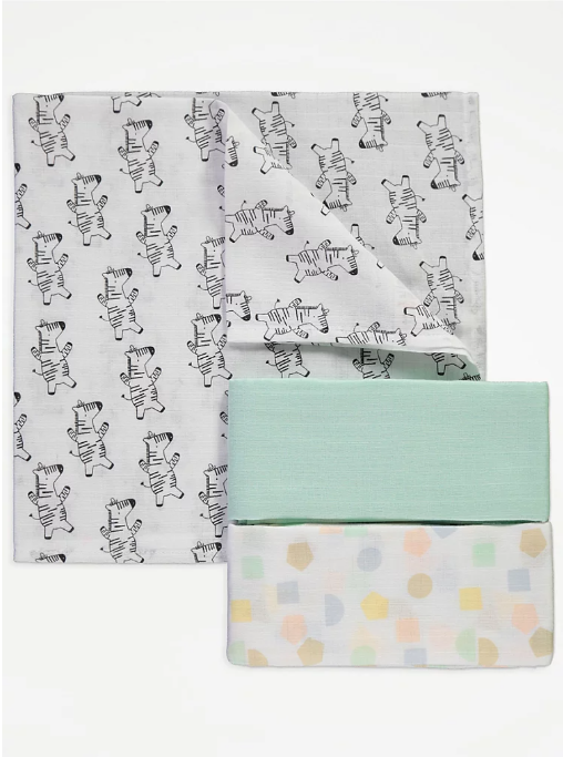 George pack of 3 muslin squares