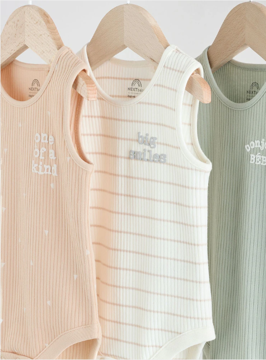 Next Pack of 3 Neutral Sleeveless Bodysuits