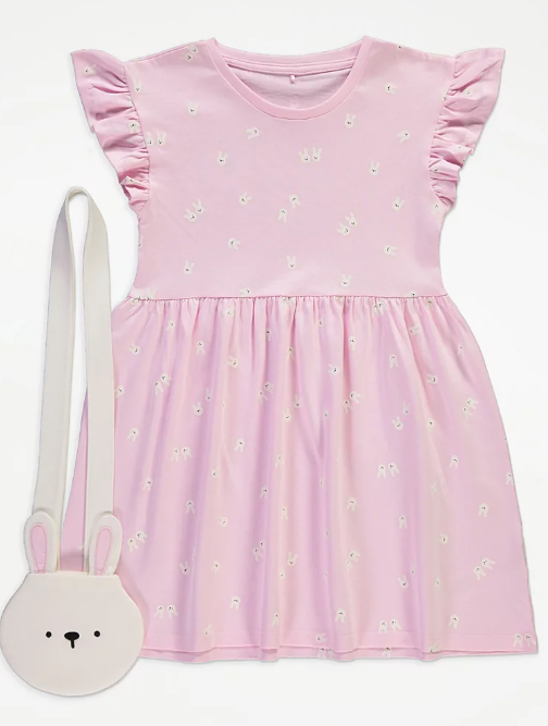 George Bunny Print Dress & Bag