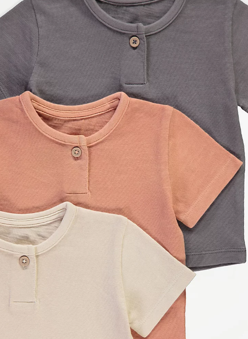 George Pack 3 Button Neck T-Shirts