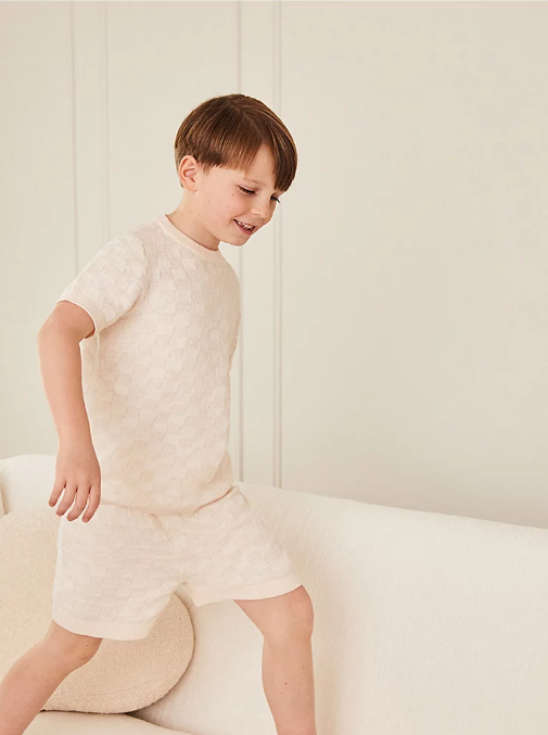 George Knitted Checked Shirt & shorts Set
