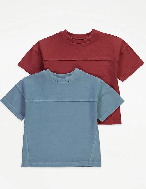 George Washed Exposed Seam Pack Of 2 T-Shirts