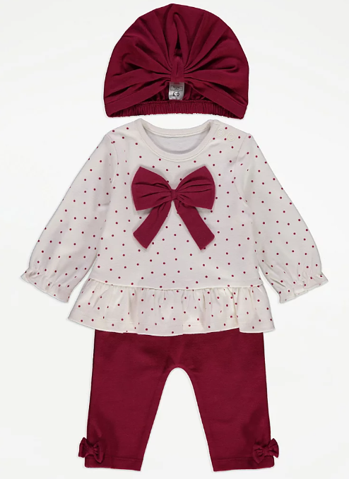 George Bow Peplum Top Leggings and Hat Outfit