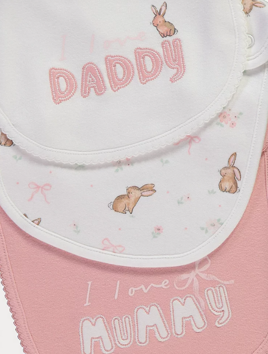 George Pack of 5 "Mummy Daddy" Floral Bibs
