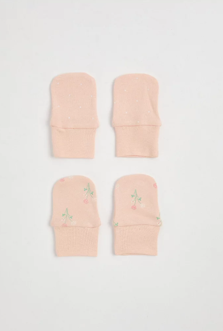 George Pack of 2 Floral Caps and Scratch Mittens