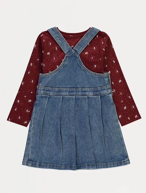 George Floral Top and Denim Pinafore Dress Outfit