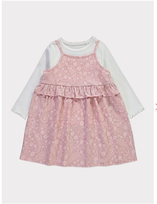 George Paisley Ruffle Dress long Sleeves