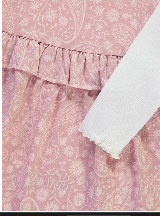 George Paisley Ruffle Dress long Sleeves