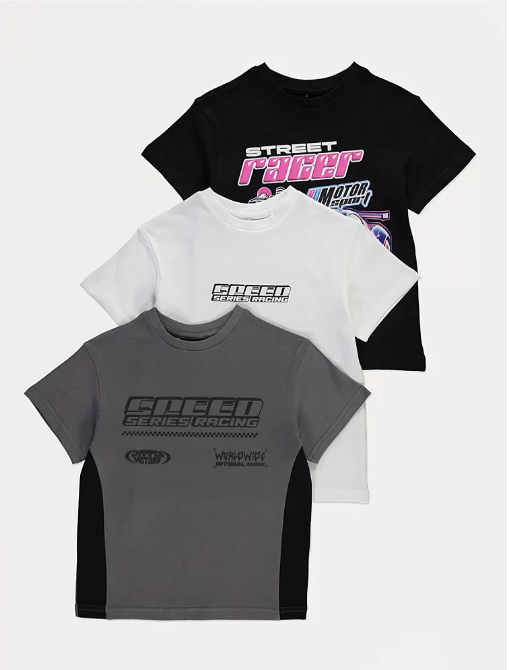 George Pack of 3 Motor Sports Graphic T-Shirts