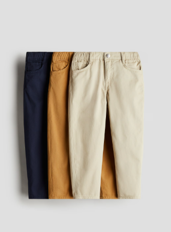 H&M pack of 3 Twill Trousers