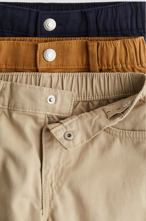 H&M pack of 3 Twill Trousers