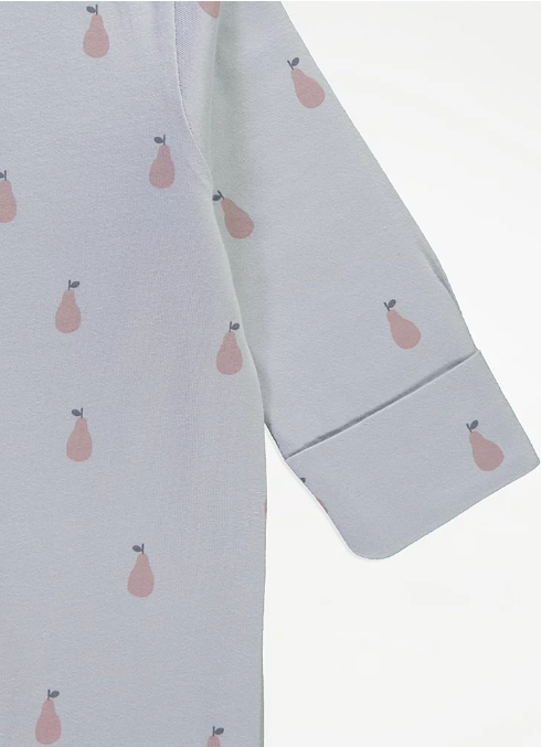 George Pear Print Zip Fasten Wadded Sleepsuit
