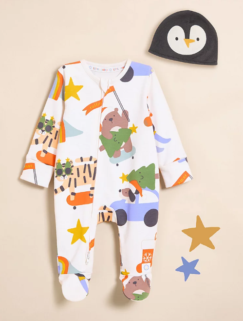 George Penguin Sleepsuit and Hat Outfit