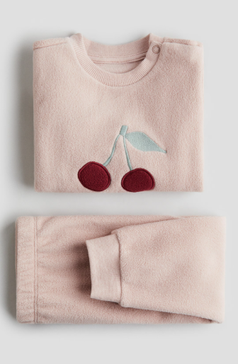 H&M Embroided Cheery Shirt & Trouser Set