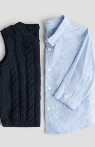 H&M 2pc Shirt and Sweater Vest Set