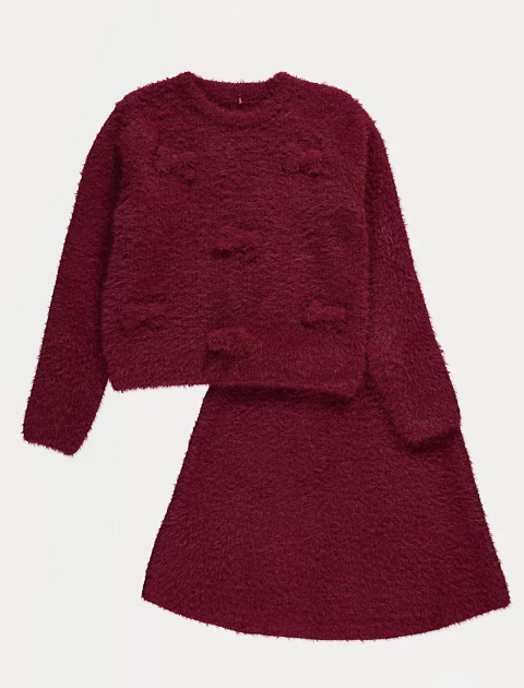 George Knitted Bow Shirt with Skirt Set