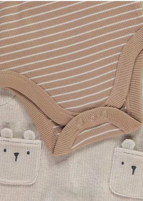 George Striped Long Sleeve Bodysuit and Dungarees Outfit
