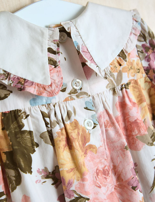 George Floral Collared Romper & Tights Set