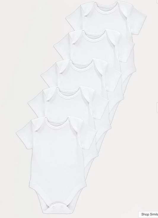George pack of 5 White Short Sleeve Bodysuits