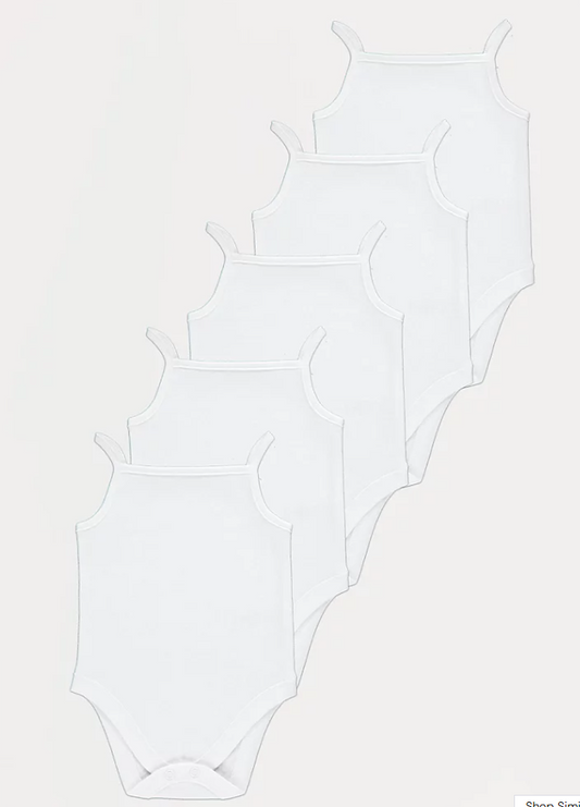 George pack of 5 White Strappy Bodysuits