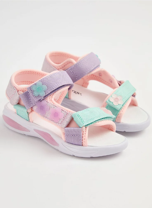 George Pink Flower Chunky Light-Up Trekker Sandals