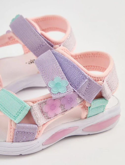 George Pink Flower Chunky Light-Up Trekker Sandals