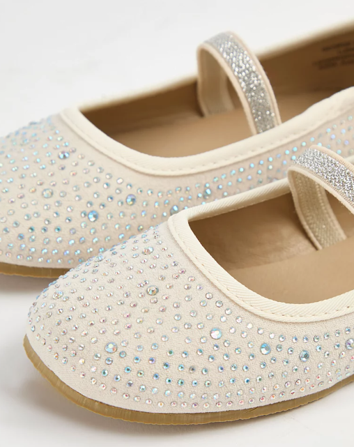 George Diamante Strap Ballet Shoes
