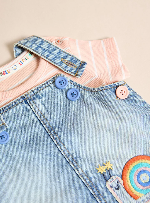 George "Little Angels" T-Shirt and Denim Pinafore Outfit