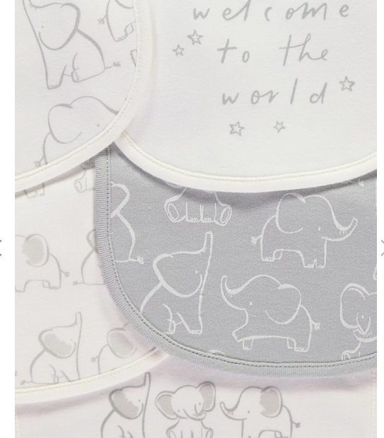 George Elephant Print Pack of 5 Bibs