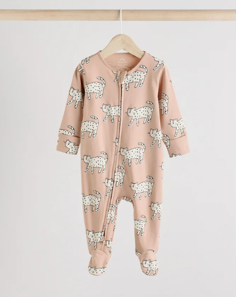 Next Cat Print Sleepsuit