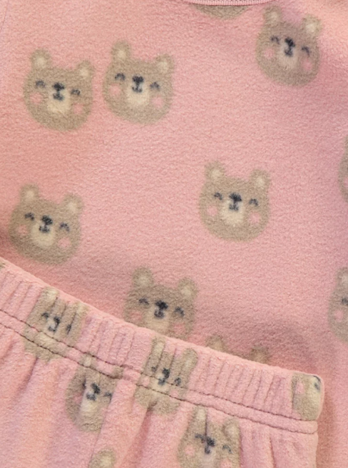 George Teddy Bear Print Fleece Shirt & Trouser Set