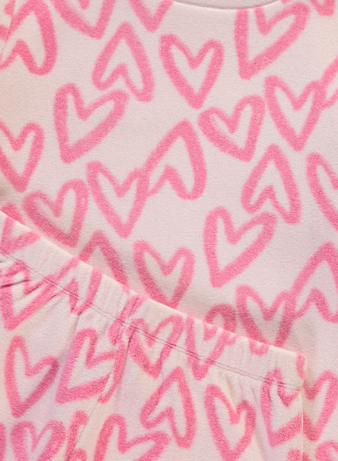 George Fleece Hearts Print Shirt & Trouser Set