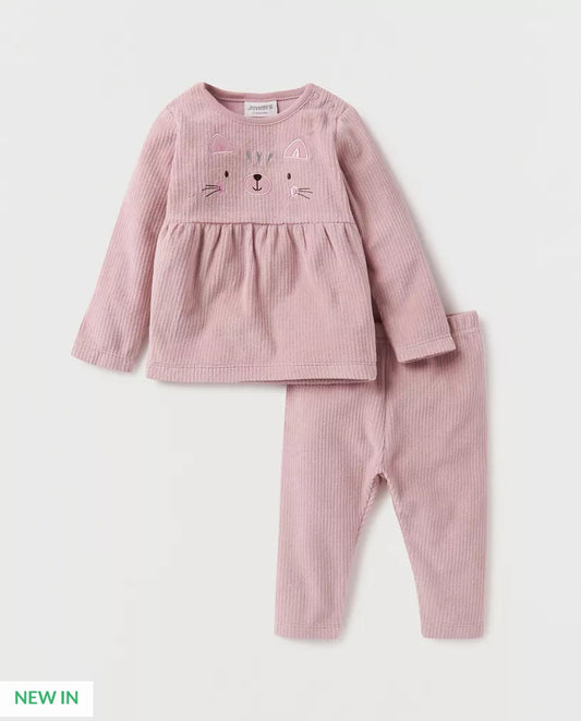 Juniors Corduroy Velour Top & Pyjamas Set