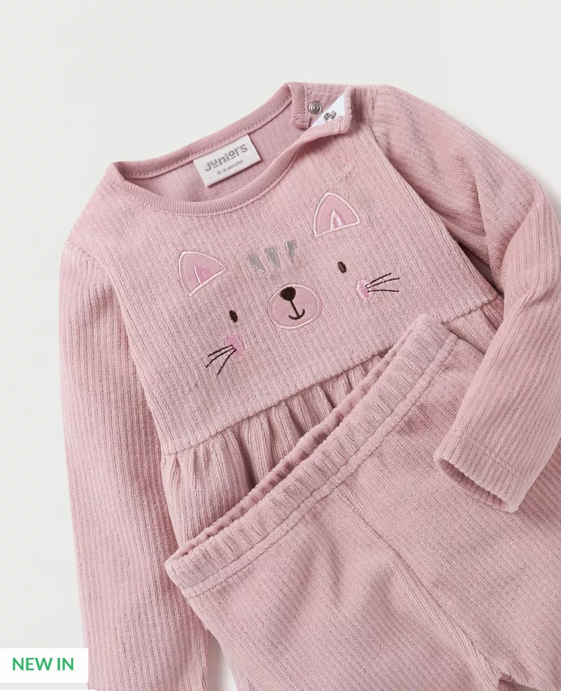 Juniors Corduroy Velour Top & Pyjamas Set