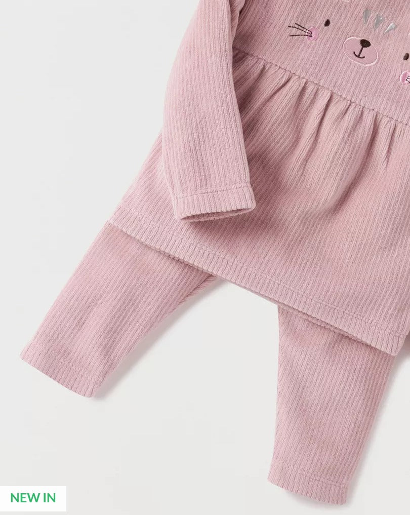 Juniors Corduroy Velour Top & Pyjamas Set