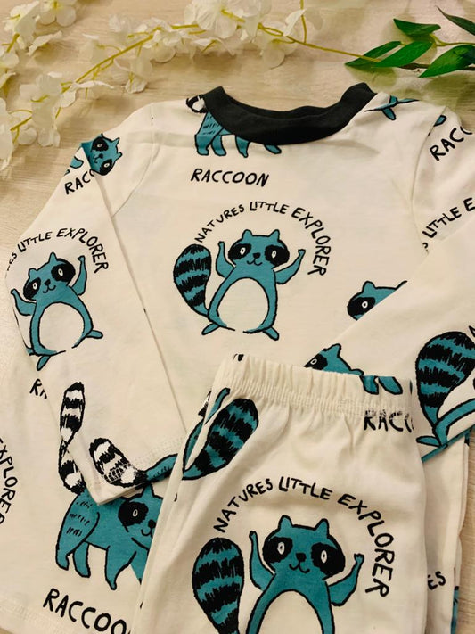 George Printed Raccoon PJ Set