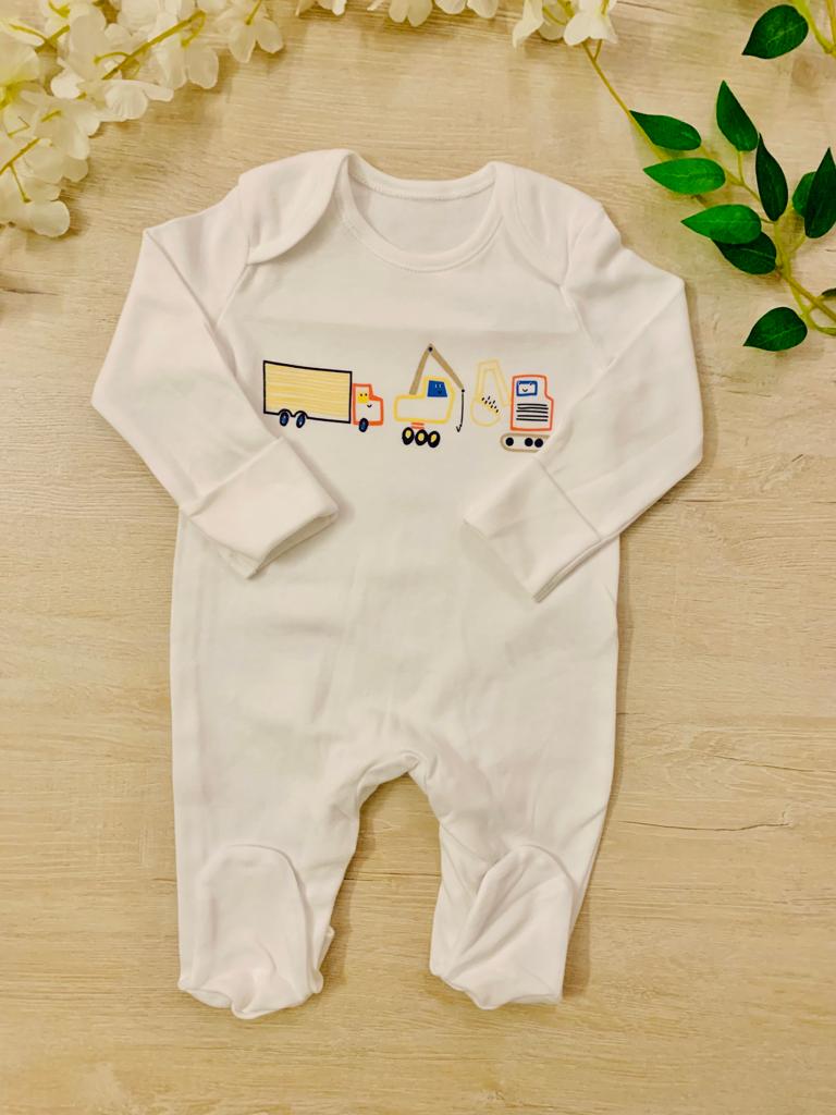 George Printed Transport White Sleepsuit