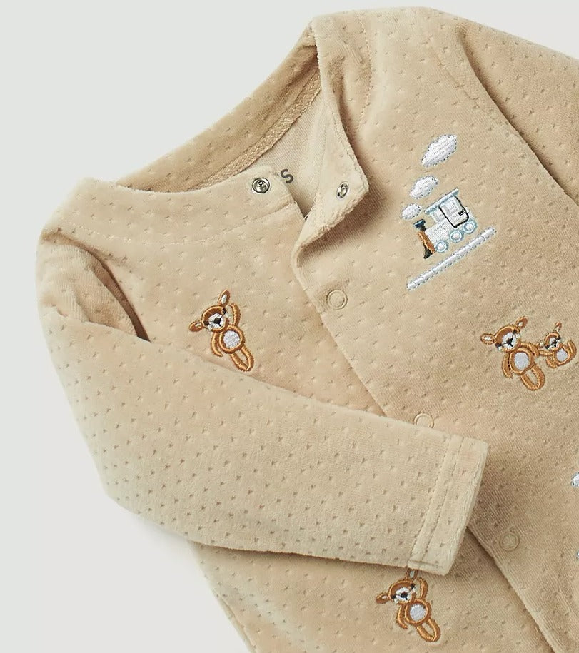 Juniors Velour Embroided Sleepsuit