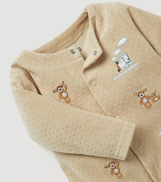 Juniors Velour Embroided Sleepsuit