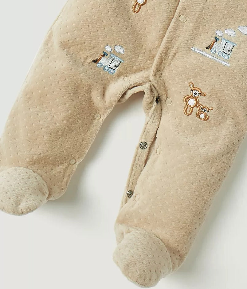 Juniors Velour Embroided Sleepsuit