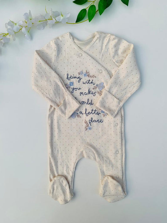 George Embroidered " Being with you " Sleepsuit