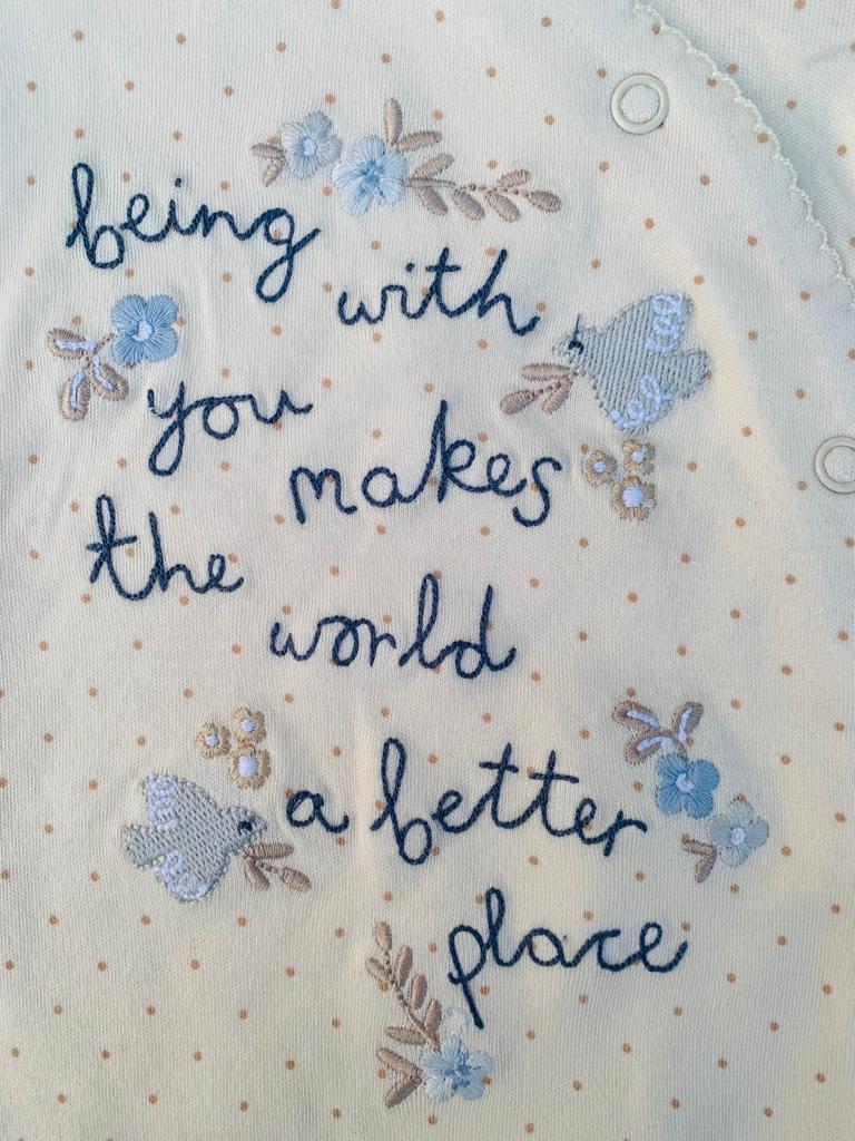 George Embroidered " Being with you " Sleepsuit