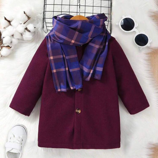SHEIN Woollen Long Coat with Muffler Set